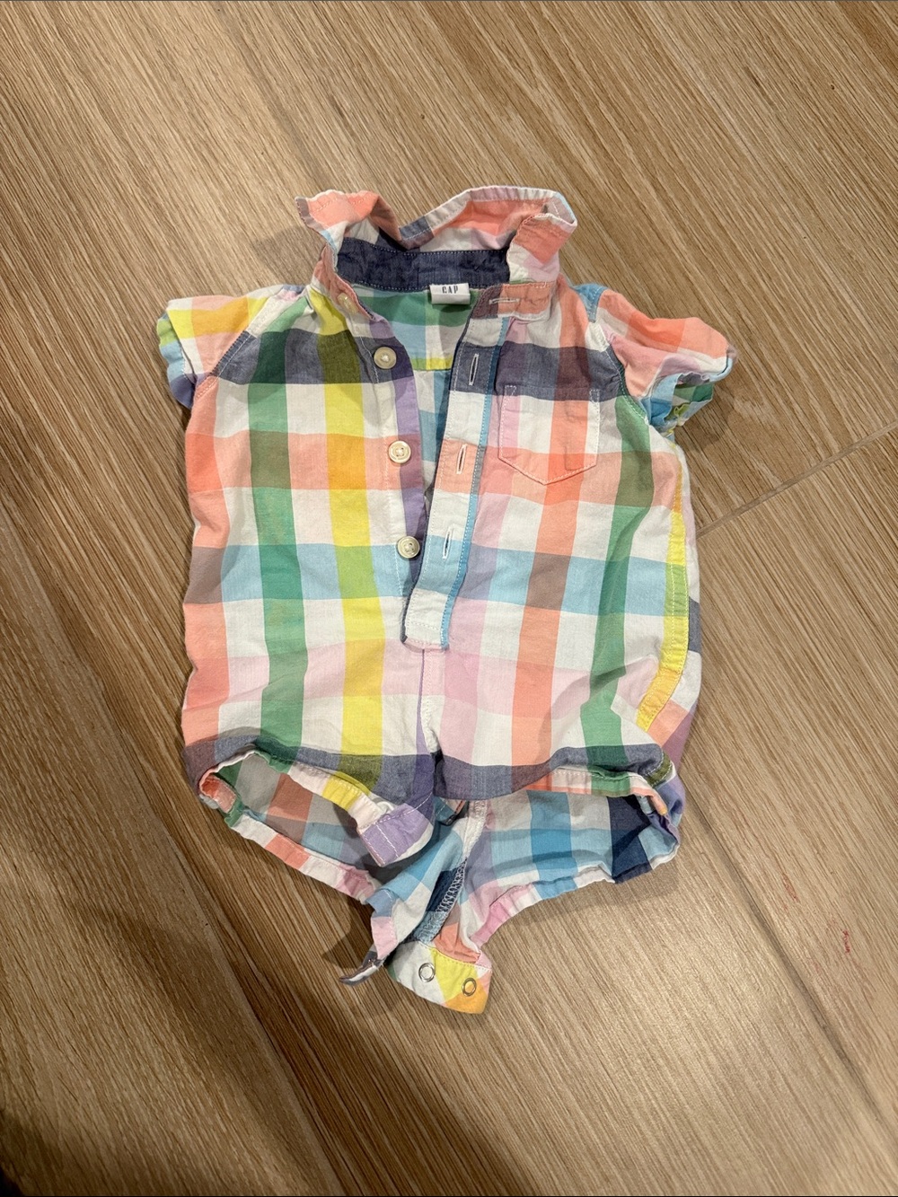 GAP Pastel Multicolor Plaid Baby Romper